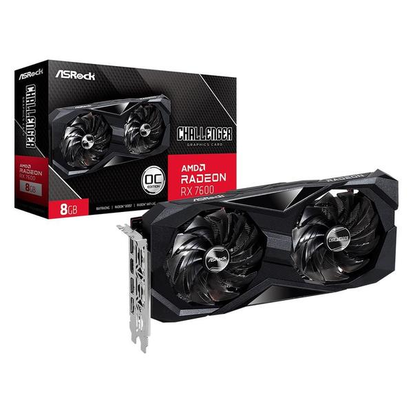 Placa de Vídeo RX 7600 Challenger ASRock AMD Radeon, 8GB GDDR6 - 90-GA41ZZ-00UANF Placa de Vídeo RX 7600 Challenger ASRock AMD Radeon, 8GB GDDR6 - 90-GA41ZZ-00UANF