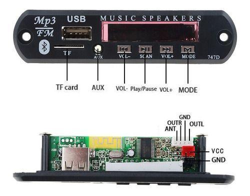 Imagem de Placa Decodificador Usb P/ Caixa Ativa Mp3 Fm Aux Bluetooth