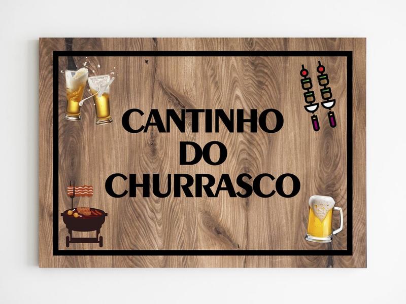 Imagem de Placa decorativa cantinho do churrasqueiro quadro 20x29 a4