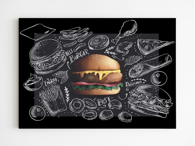 Imagem de Placa decorativa hamburguer hamburgeria x-tudo lanchonete A4