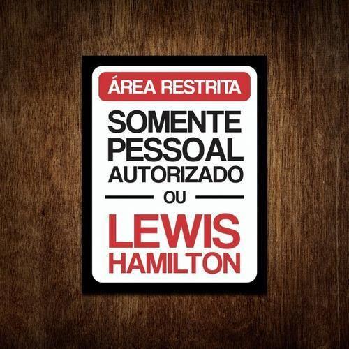 Imagem de Placa Decorativa - Somente Pessoal Autorizado Lewis Hamilton