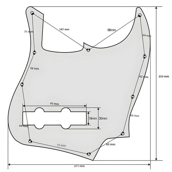 Imagem de Placa e Parafusos para Baixo de 4 Cordas Fleor - 10 Buracos - Estilo Jazz/JB