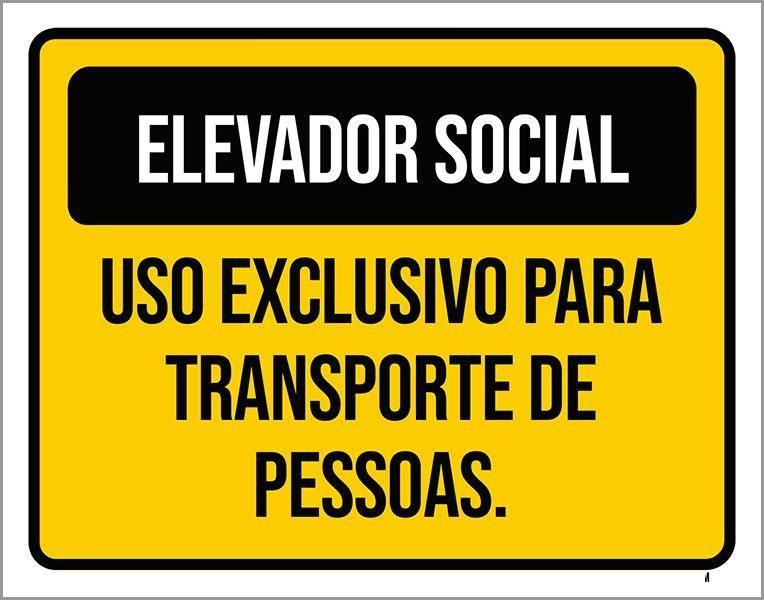 Imagem de Placa Elevador Social Uso Exclusivo Transporte 18X23