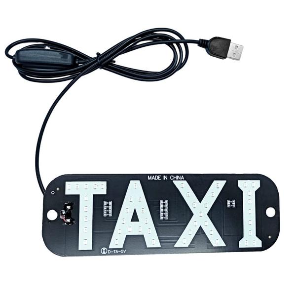 Imagem de Placa Em Led Com Escrita Taxi (Led Azul) Com Tomada Usb E Ventosa Para Vidro