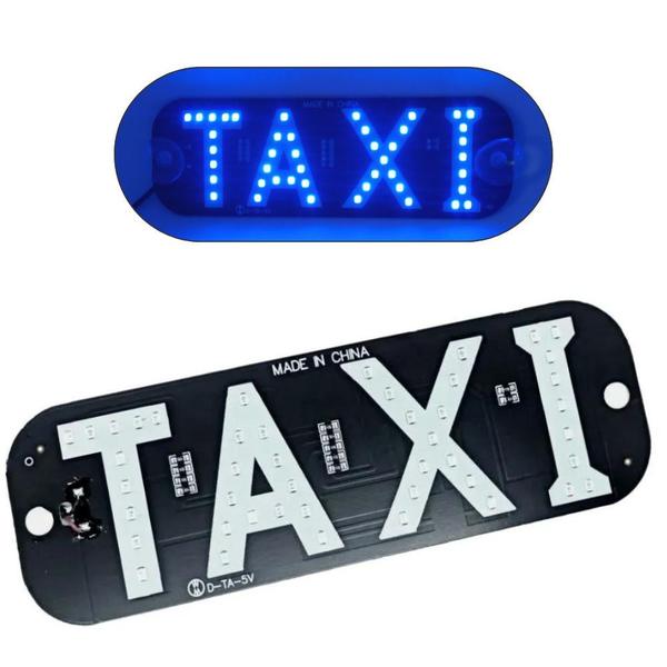 Imagem de Placa Em Led Com Escrita Taxi (Led Azul) Com Tomada Usb E Ventosa Para Vidro