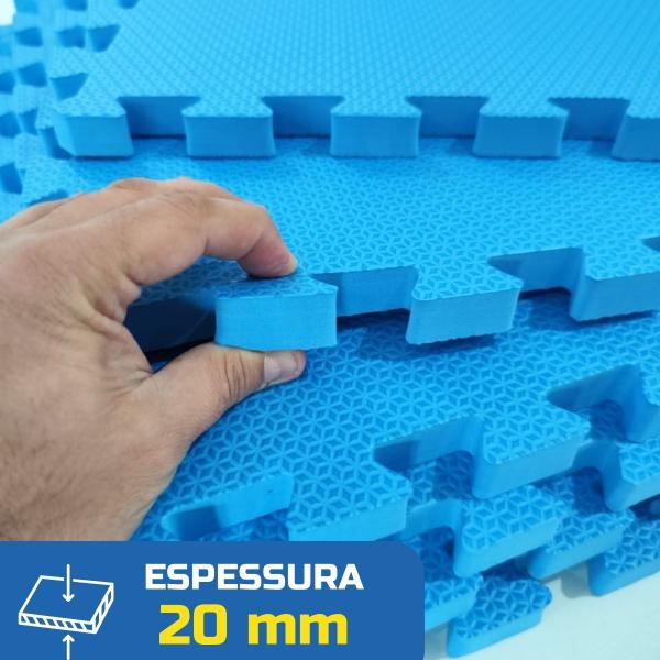 Imagem de Placa EVA Unitária Tapete Infantil Piso Tatame 50x50cm (20mm) Grosso Emborrachado Crianças Bebes Academia Exercícios c/Encaixe + Borda Acabamento