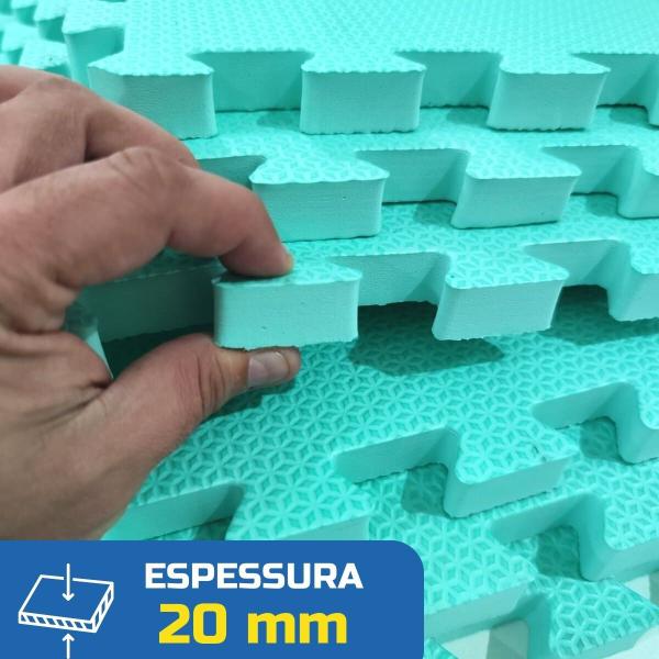 Imagem de Placa EVA Unitária Tapete Infantil Piso Tatame 50x50cm (20mm) Grosso Emborrachado Crianças Bebes Academia Exercícios c/Encaixe + Borda Acabamento