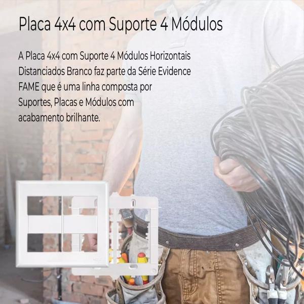 Imagem de Placa Fame 4x4 4 Modulos Horizontais C/ Suporte 12 Unid