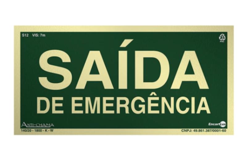 Imagem de Placa Fotoluminescente S12-2 Saída de Emergência