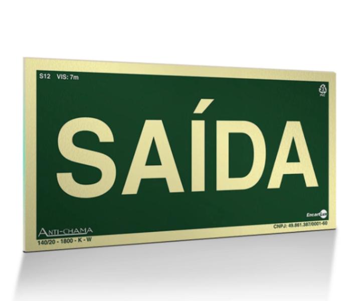 Imagem de Placa Fotoluminescente S12 Saída de Emergência