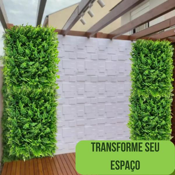 Imagem de Placa Grama Artificial Muro Inglês Jardim Vertical Planta Samambaia e Eucalipto 40x60