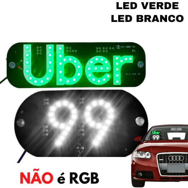 Imagem de Placa Identificação Painel Led Letreiro 99 Ub Luminoso Carro Suporte Lâmpada Ventosa Sinalização Para-brisa 