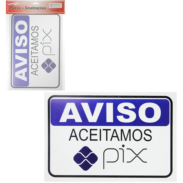 Imagem de placa indicativa aviso aceitamos pix 20x30cm- kit 2pçs - PACIFIC