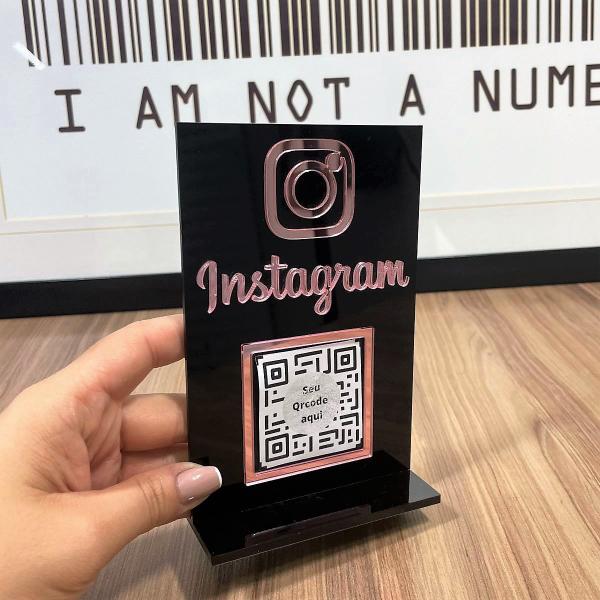 Imagem de Placa Instagram QrCode De Mesa Balcão c/ base - Acrílico