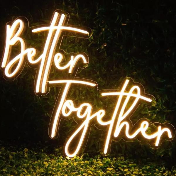 Imagem de Placa Letreiro Luminoso Led Better Together 80x55 Casamento