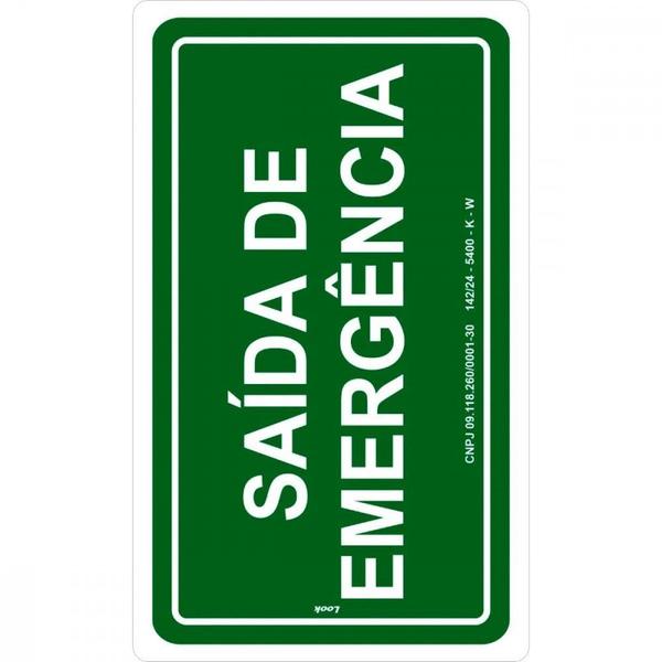 Imagem de Placa Look 15X25Cm (Saida De Emergencia) ./ Kit Com 5 Peças