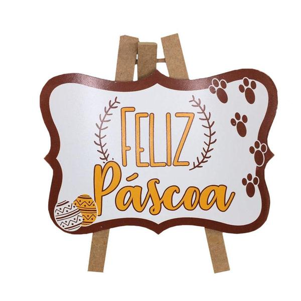 Imagem de Placa Lousa Porvencal Feliz Páscoa Ovos e Pegadas