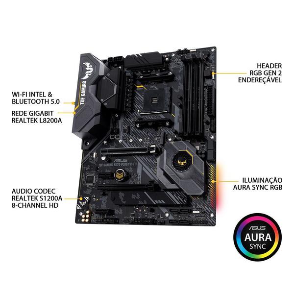 Placa-Mãe ASUS TUF Gaming X570-Plus Wi-Fi, AMD AM4, ATX Placa-Mãe ASUS TUF Gaming X570-Plus Wi-Fi, AMD AM4, ATX