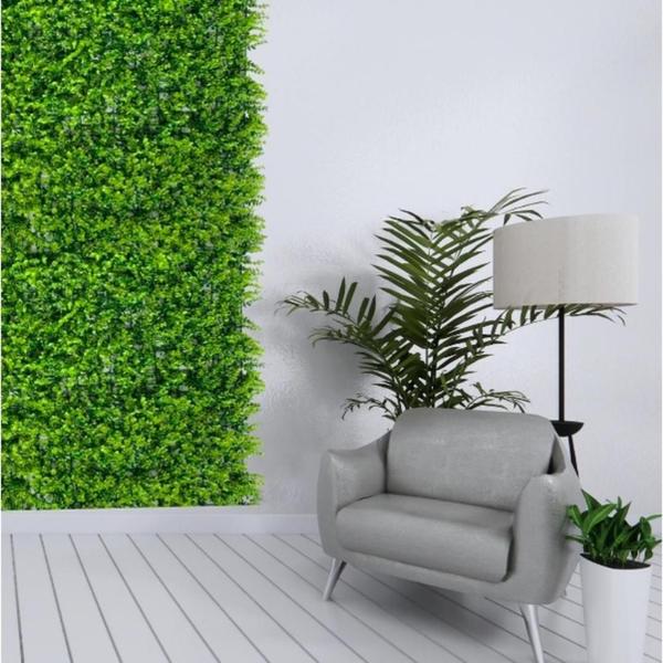 Imagem de Placa Painel Jardim Vertical Artificial Sintético Cheia Folhagem Mista 40x60 Muro Inglês