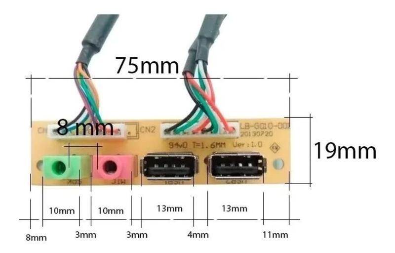 Imagem de Placa Painel Usb Pc Frontal Frente 2.0 Computador Usb Audio