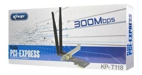 Imagem de Placa Pci Express Wireless 300mbps 2 Antenas Kp-t118 Knup