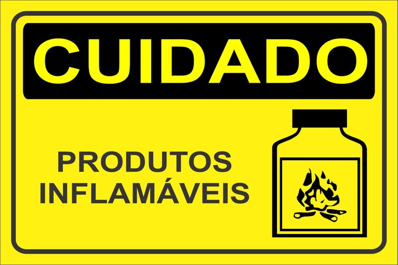 Imagem de Placa Perigo Líquido Inflamável Sinalização Cuidado 30x20cm