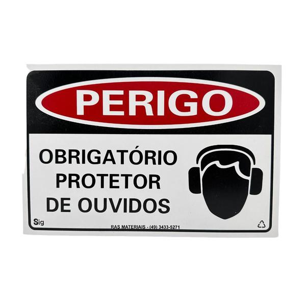 Imagem de Placa Perigo Obrigatório Protetor de Ouvidos