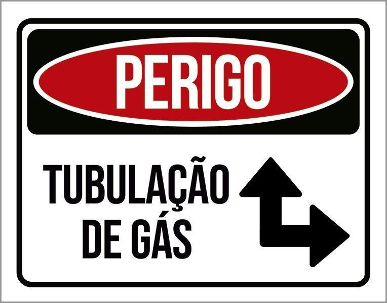 Imagem de Placa Perigo Preta Tubulação De Gás 27X35