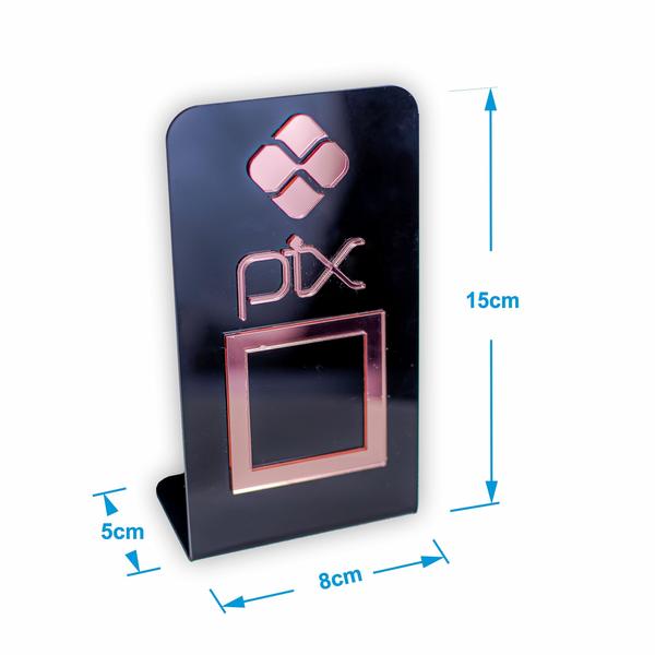 Imagem de Placa Pix Para Pagamento QR Code Preta - Kit 5 UNID COR: Preto com Rosa