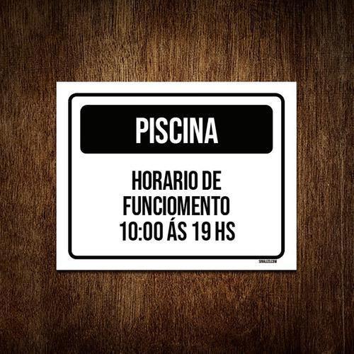 Imagem de Placa Preta Piscina Horario Funcionamento 10 Às 19 27X35