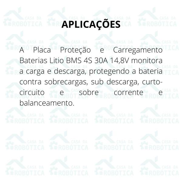 Imagem de Placa Proteção Carregamento Baterias Litio Bms 4s 30a 14,8v