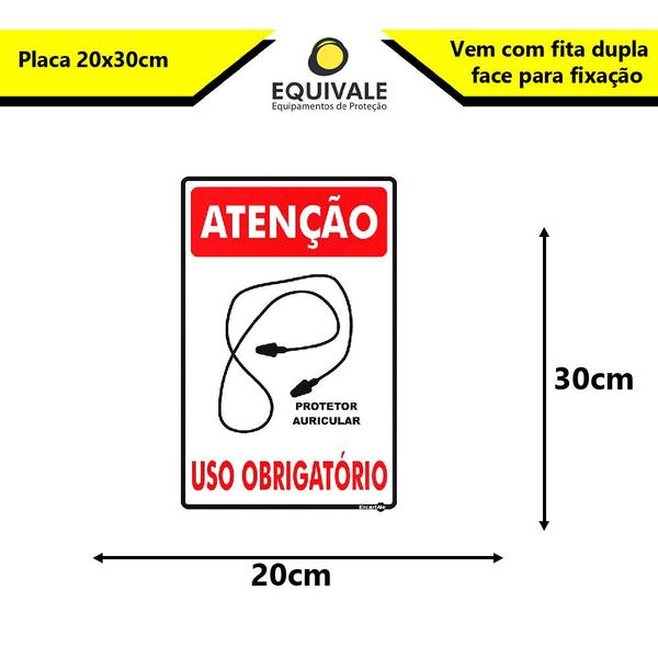 Imagem de Placa PS-240 Atenção (Protetor Auricular) Uso Obrigatório 0,80mm 20x30