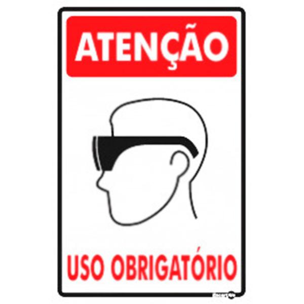 Imagem de Placa PS-81 Atenção (Óculos) Uso Obrigatório 0,80mm 20x30