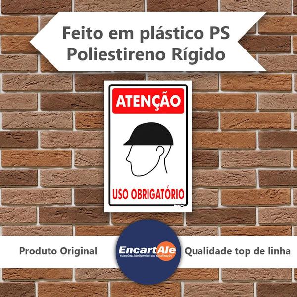 Imagem de Placa PS-84 Atenção (Capacete) Uso Obrigatório 0,80mm 20x30