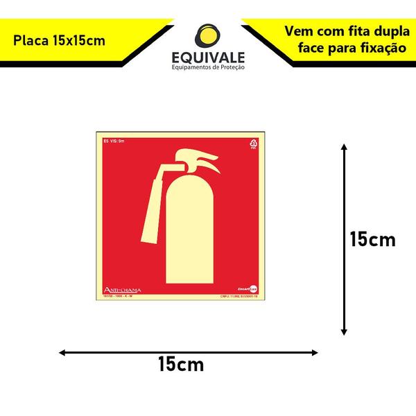 Imagem de Placa PVC Rígido Extintor de Incêndio Fotoluminescente 1mm 15x15 PAF-229