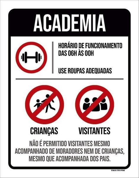 Imagem de Placa Regras Normas Uso Academia 18X23