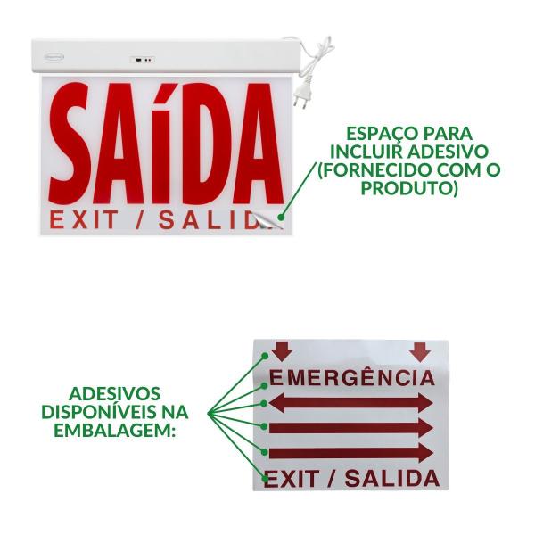 Imagem de Placa saída emergencia vermelha rota fuga 1 face bombeiro