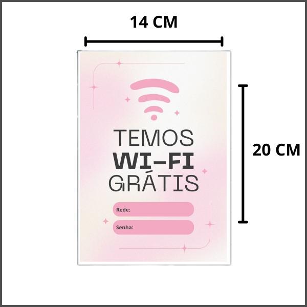 Imagem de Placa Sinalização 14x20cm Ps(1mm) Temos Wifi Cor de Rosa