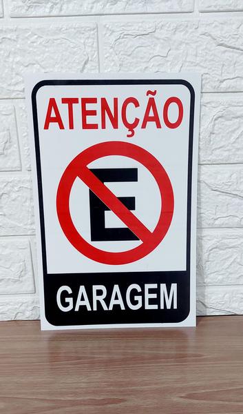 Imagem de Placa Sinalização 30x20 Atenção Garagem proibido estacionar