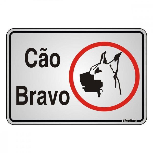 Imagem de Placa Sinalizacao Aluminio 16X23 "Cuidado Cao Bravo" 014  150Ah