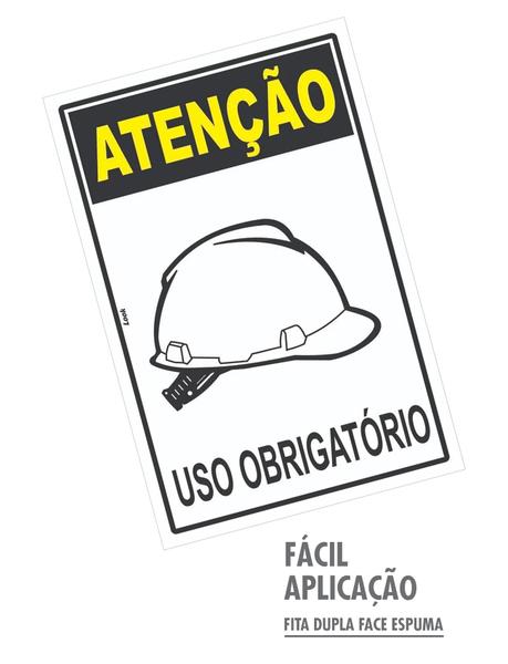 Imagem de Placa Sinalização EPI Uso Obrigatório de Capacete Equipamento de Proteção Individual