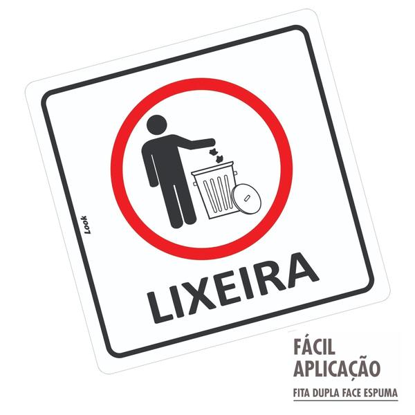 Imagem de Placa Sinalização Lixo Lixeira 15x15cm