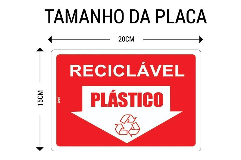 Imagem de Placa Sinalização Lixo Reciclável Plástico Reciclagem de sintéticos semissintéticos