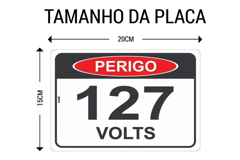 Imagem de Placa Sinalização Perigo Energia Elétrica Força 127 Volts Voltagem