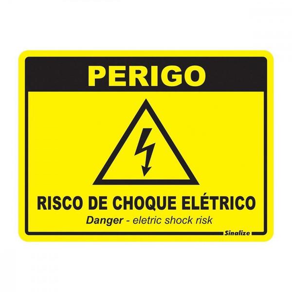 Imagem de Placa Sinalizacao Poliestireno 15X20 ÂPerigo Risco De Choque Eletricoâ  220By