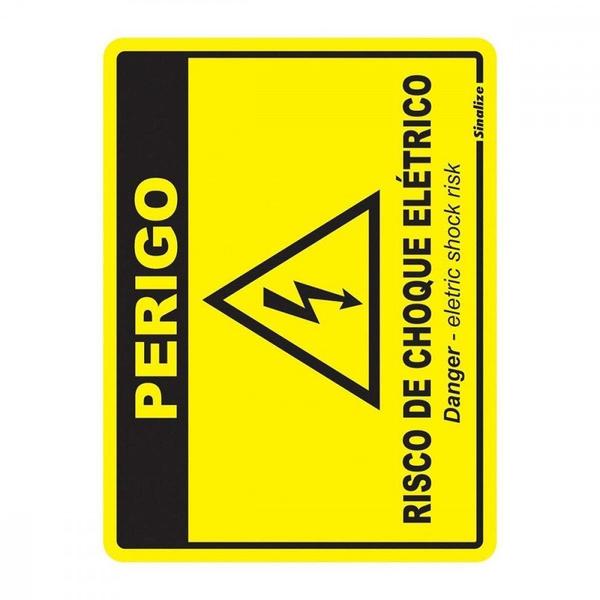 Imagem de Placa Sinalizacao Poliestireno 15X20 ÂPerigo Risco De Choque Eletricoâ 220By