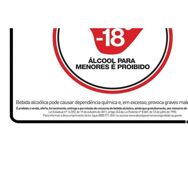 Imagem de Placa Sinalizacao Poliestireno 20X25 Alcool Para Menores Ã Proibidoâ  290Sp