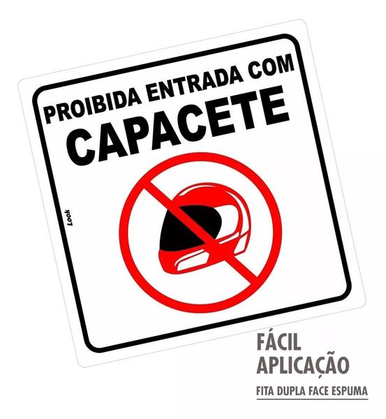 Imagem de Placa Sinalização Proibida Entrada de Pessoas com Capacete PS 20x20cm