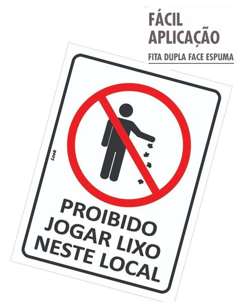 Imagem de Placa Sinalização Proibido Jogar Lixo Neste Local Lixeira