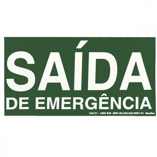 Imagem de Placa Sinalizacao Pvc 15X30 "Saida Emergencia" Fluorescente  315Am